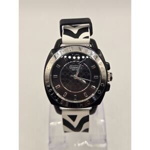 New COACH 1941 Ladies' 41mm Black Ceramic Silicone Watch. Box + Papers.